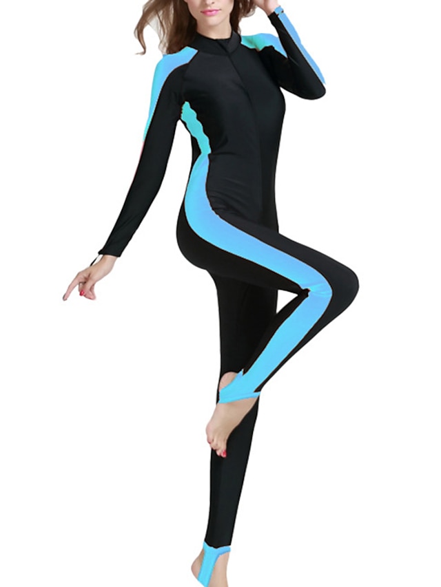  SBART 여성용 자외선 차단 UPF50+ 통기성 다이브 스킨 라이크라 긴 소매 전면 지퍼 수영복 패치 워크 수영 다이빙 파도타기 스노쿨링 여름 / 빠른 드라이 / 빠른 드라이