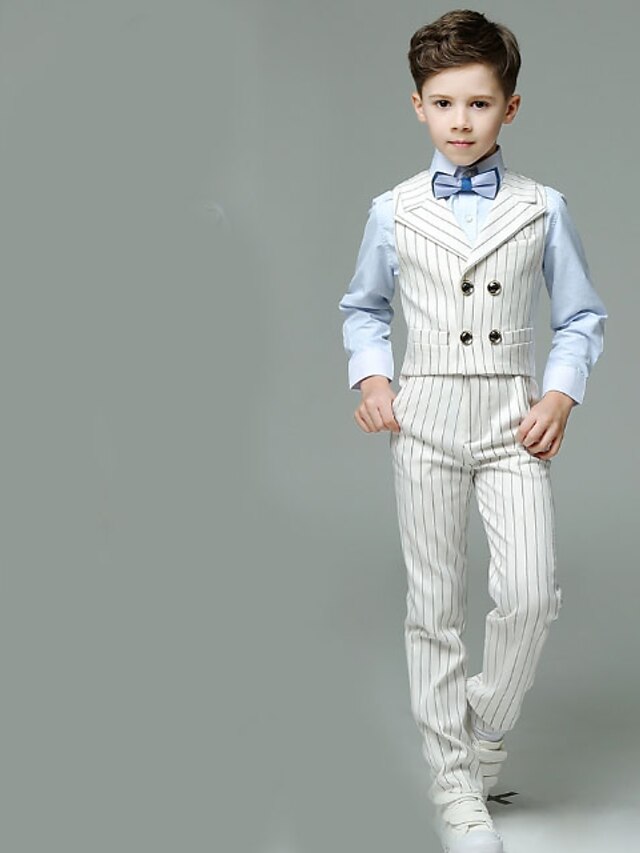  Kids Boys' Basic Solid Colored Long Sleeve Regular Regular Clothing Set White