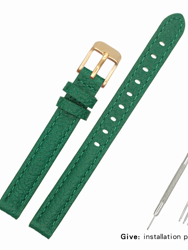  couro legítimo / Pele / Pêlo de Bezerro Pulseiras de Relógio Verde Outra / 17cm / 6,69 polegadas / 19cm / 7.48 Polegadas 1cm / 0.39 Polegadas