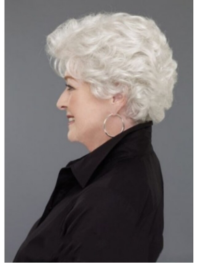 Gray Wigs for Women Synthetic Wig Wavy Matte Layered Haircut Deep Parting Wig Short Creamy-White Synthetic Hair Women's  Simple Classic Women White Wigs4