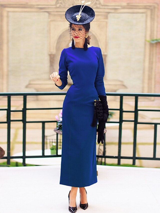  Women's Vintage Elegant Bodycon Sheath Dress - Solid Colored Black Blue, Backless Bow Pleated Black Blue S M L XL