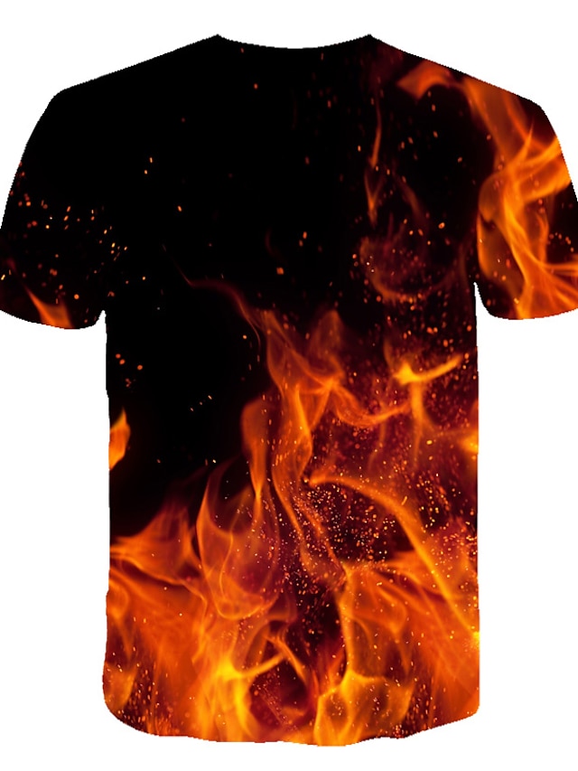 Graphic Flame Streetwear Exaggerated Men's Shirt T shirt Tee Flame ...