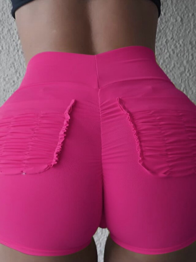  Femme Basique Short Pantalon - Couleur Pleine Rose Claire Jaune Fuchsia M L XL