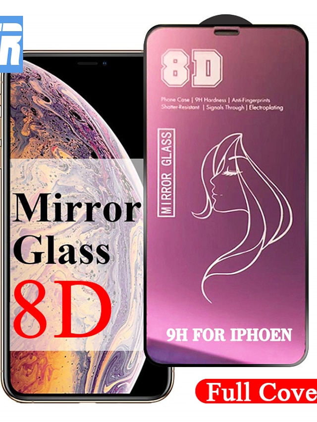  8d luksus speil beskyttelsesglass på for iphone 7 8 6 6s pluss skjermbeskytter for iphone x xs maks xr herdet glassfilm