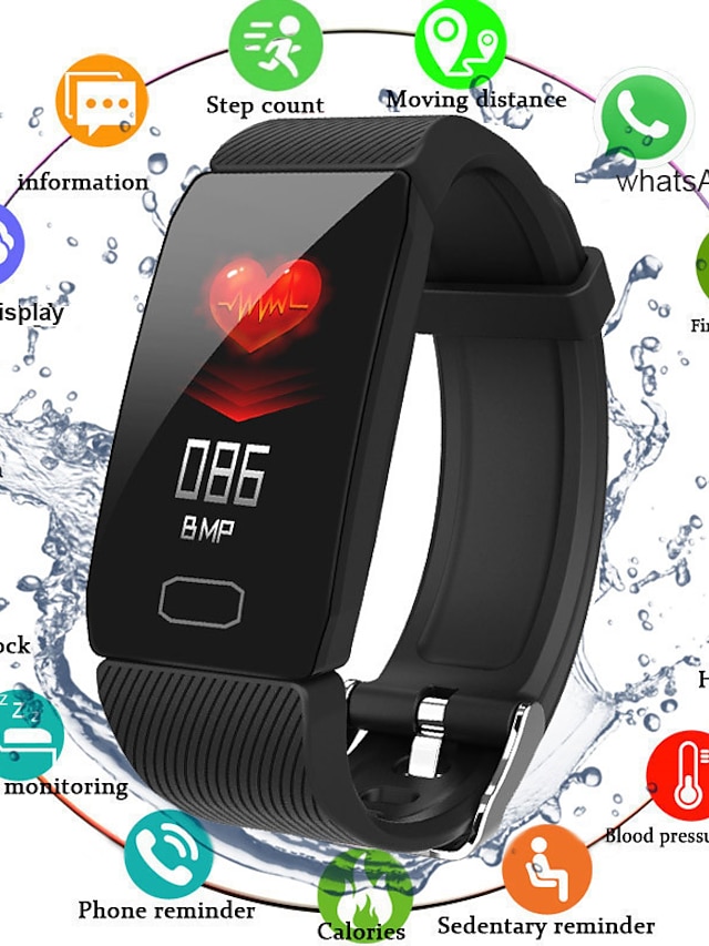  Q1 Unisex Smart Wristbands Bluetooth Waterproof Heart Rate Monitor Blood Pressure Measurement Distance Tracking Information Pedometer Call Reminder Activity Tracker Sleep Tracker Sedentary Reminder