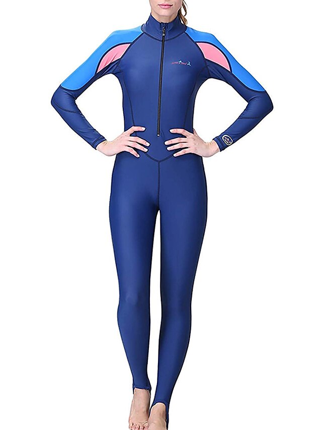  Dive&Sail Women's Rash Guard Dive Skin Suit UV Sun Protection UPF50+ Breathable Full Body Swimsuit Front Zip Swimming Diving Surfing Snorkeling Patchwork Summer / Quick Dry / Quick Dry