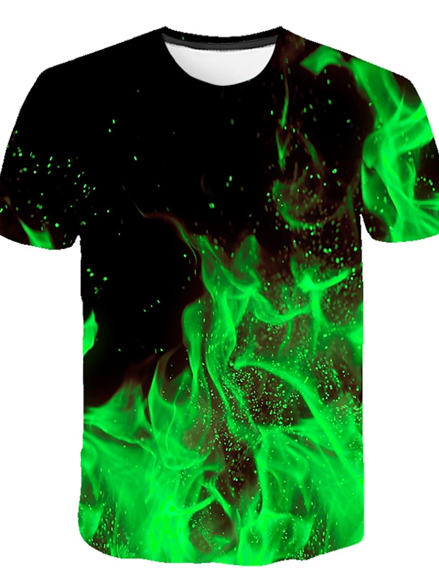 Graphic Flame Streetwear Exaggerated Men's Shirt T shirt Tee Flame ...