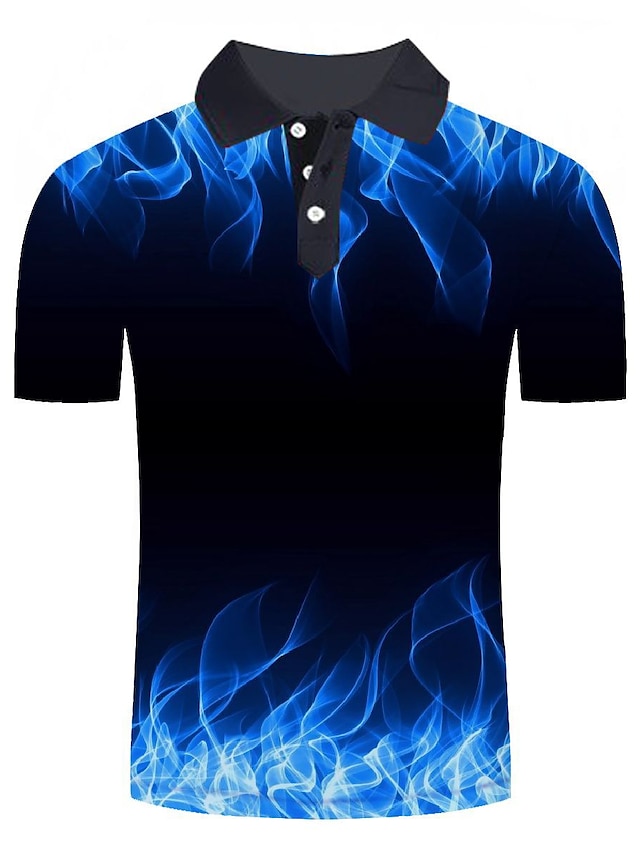  Homens Camisa de golfe Gráfico 3D Tamanhos Grandes Estampado Manga Curta Diário Blusas Básico Moda de Rua Colarinho de Camisa Azul