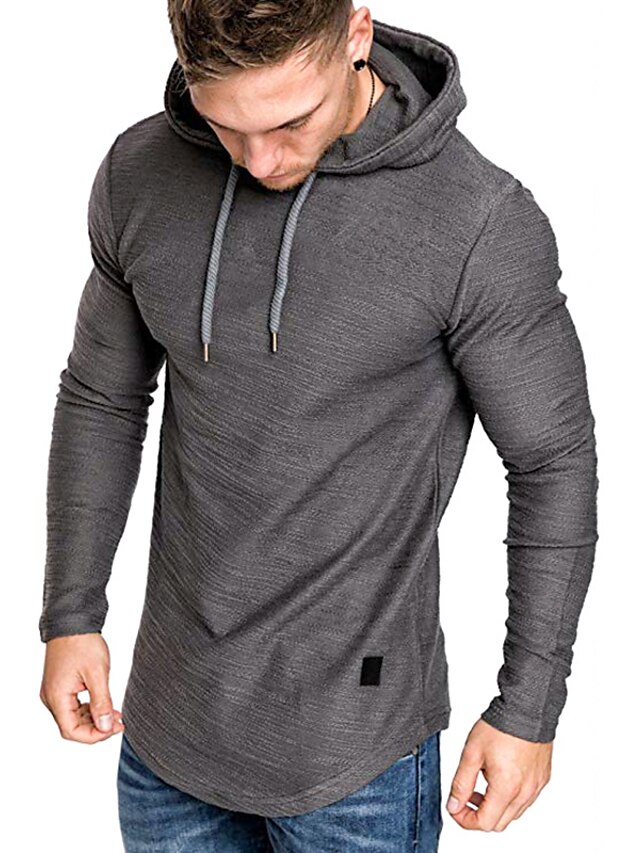 Mens Clothing Mens Hoodies & Sweatshirts | Mens Pullover Hoodie Sweatshirt Plain Hooded Sports Casual Hoodies SweatshirtsLong Sl