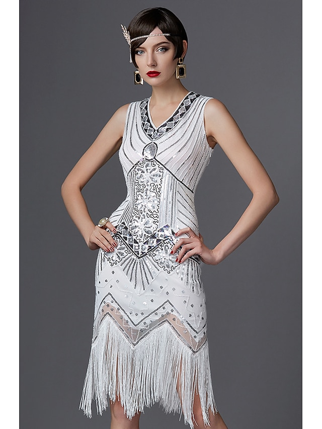  Ruggenti anni '20 Brillante e glitterato 1920s Abiti da ballo Abito da cocktail Vestito del flapper Vestiti Vestito da Serata Elegante Stile Carnevale di Venezia Abito da cocktail Al ginocchio Il