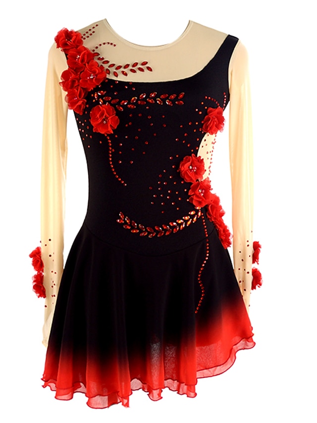 ZEDDG Eiskunstlaufkleid Mädchen - Dehnbarer Performance-Anzug Für Wettkämpfe