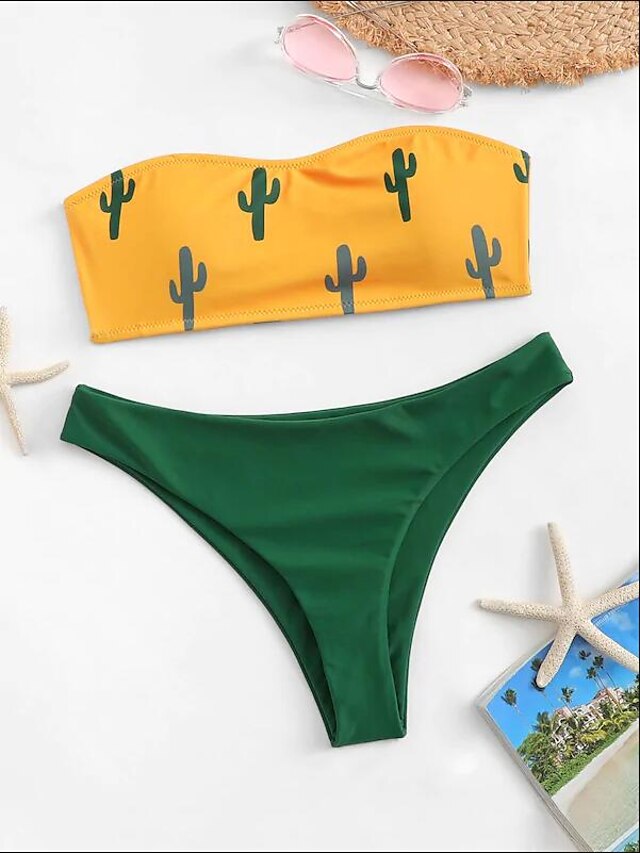 Women's Swimwear Bikini EU / US Size Swimsuit Lace up Backless Print