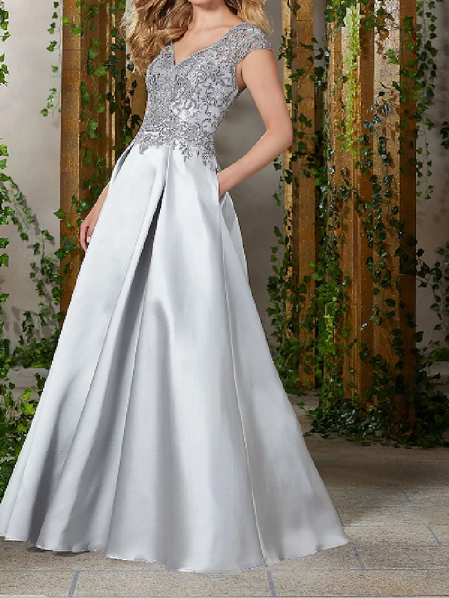 A-Line Mother of the Bride Dress Elegant & Luxurious V Neck Floor ...