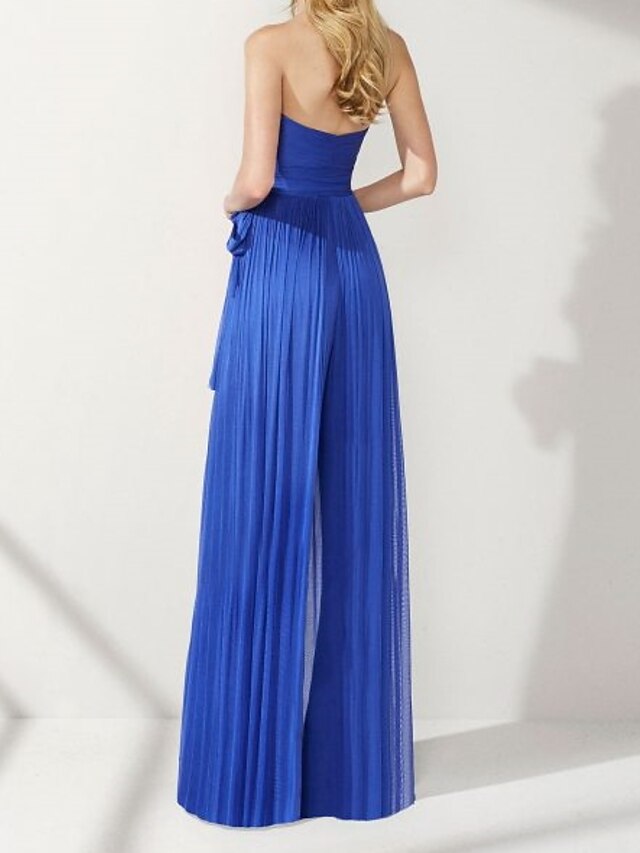 Jumpsuits Elegant Wedding Guest Formal Evening Dress Strapless Sleeveless Floor Length Chiffon