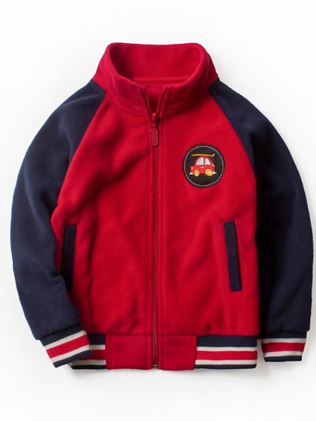  Kids Boys' Basic Color Block Jacket & Coat Red