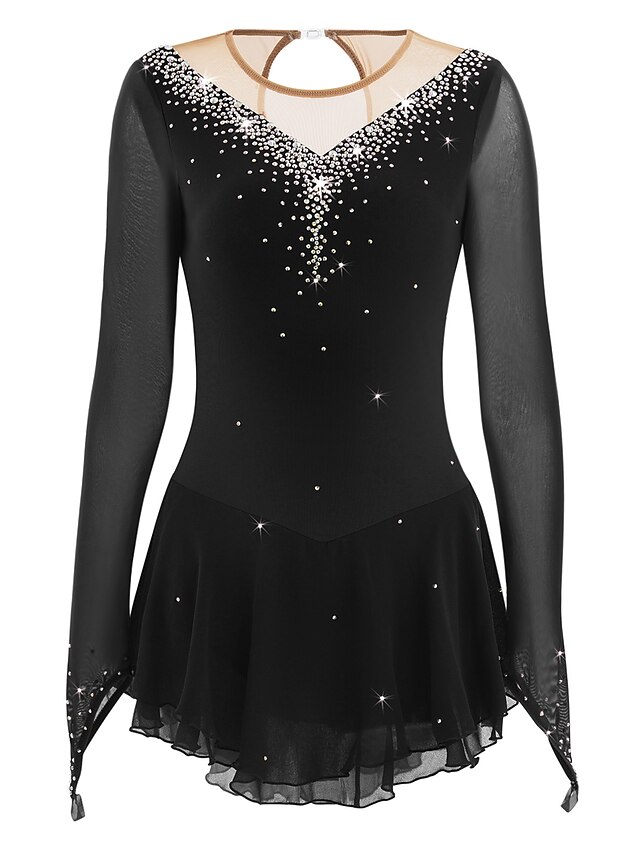 Figure Skating Dress Women's Girls' Ice Skating Dress Light Blue Black ...