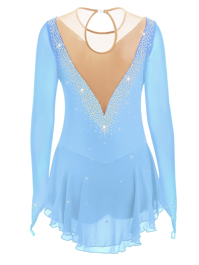 Figure Skating Dress Women's Girls' Ice Skating Dress Light Blue Black ...