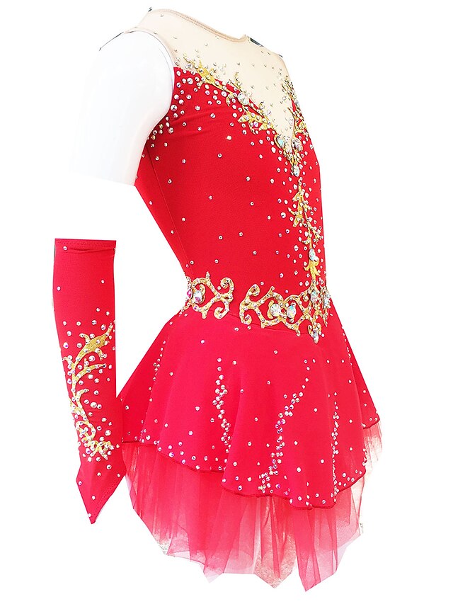 Robe de danse de patinage artistique pour enfants filles, strass