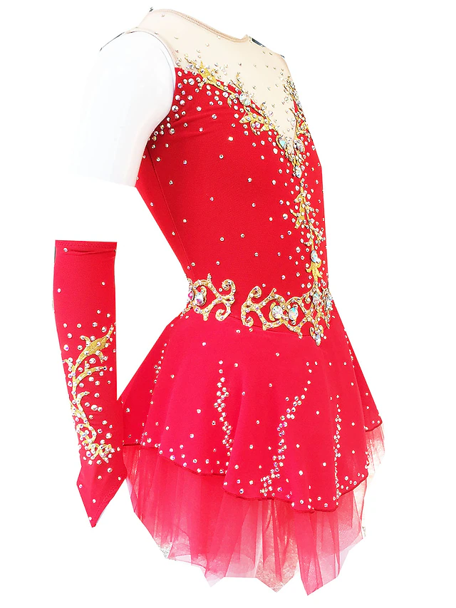 Robe de danse de patinage artistique pour enfants filles, strass Robe de danse de patinage artistique pour enfants filles, strass