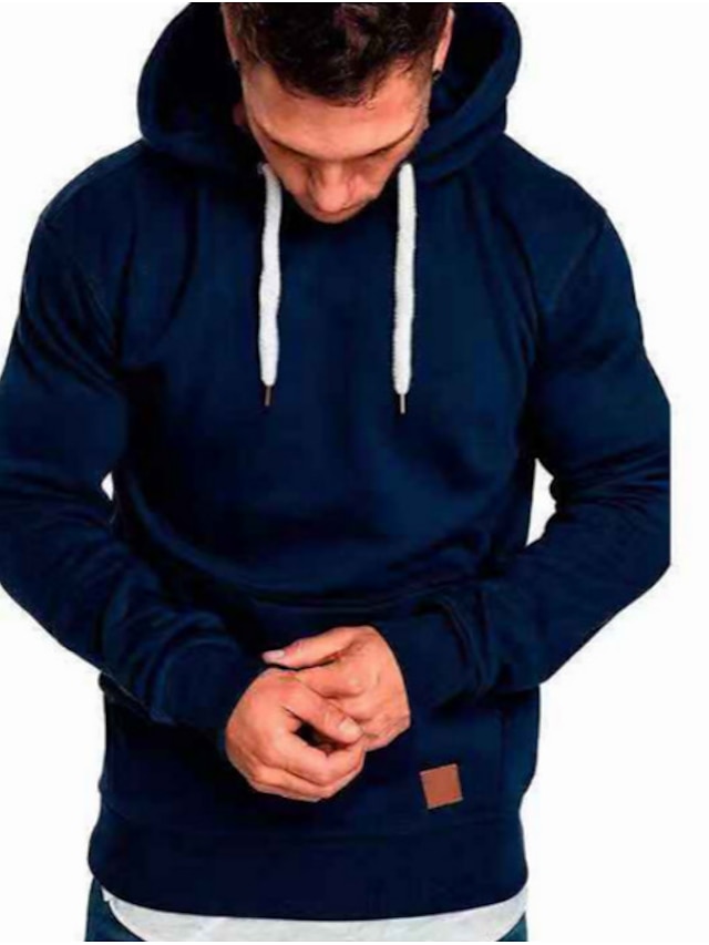 Mens Clothing Mens Hoodies & Sweatshirts | Mens Plus Size Pullover Hoodie Sweatshirt Solid Color Hooded Sports & Outdoor Casual 