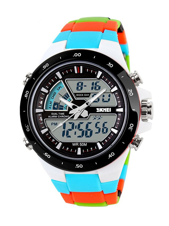  Men's Sport Watch Smartwatch Analog - Digital Digital Charm Water Resistant / Waterproof Calendar / date / day Chronograph / Quilted PU Leather