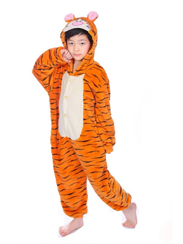 Kid's Patchwork Nightwear Camouflage Onesie Costume Carnival Costume Tiger Onesie Pajamas Kigurumi Pajamas Pajamas Funny Costume For Boys and Girls Christmas Carnival Children's Day Cartoon3