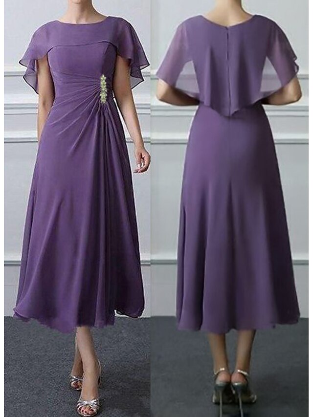  Women's Basic Loose Sheath Dress - Solid Colored Lace Purple S M L XL