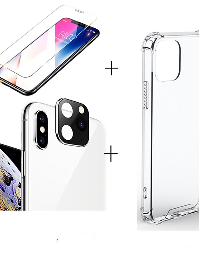  3 in 1/set For iphone 11/11pro/11 pro max  Screen Protector  transparent case silicone  Camera Lens glass film