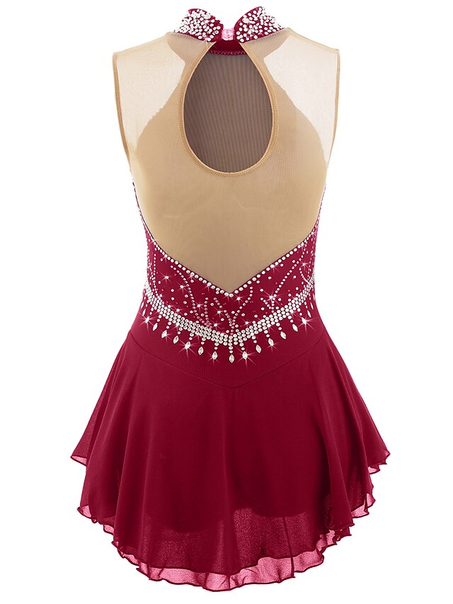 Figure Skating Dress Women's Girls' Ice Skating Dress Dark red Black ...