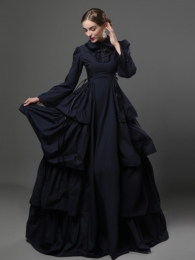  Maria Antonietta Victorian Medieval 18th Century Cocktail Dress Vintage Dress Dress Party Costume Masquerade Prom Dress Women's Costume Vintage Cosplay Party Prom Long Sleeve Long Length Ball Gown