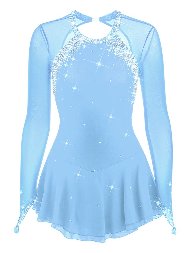 Coffee Figure Skating Dress Wear Women's Girls' Long Sleeve Ice Skating Dress main image 1