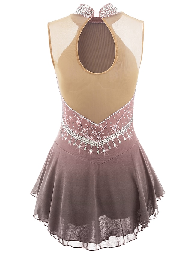 Figure Skating Dress Girls LIUHUO Figure Skating Dress – Brown Gradient Sleeveless Competition Performance Costume