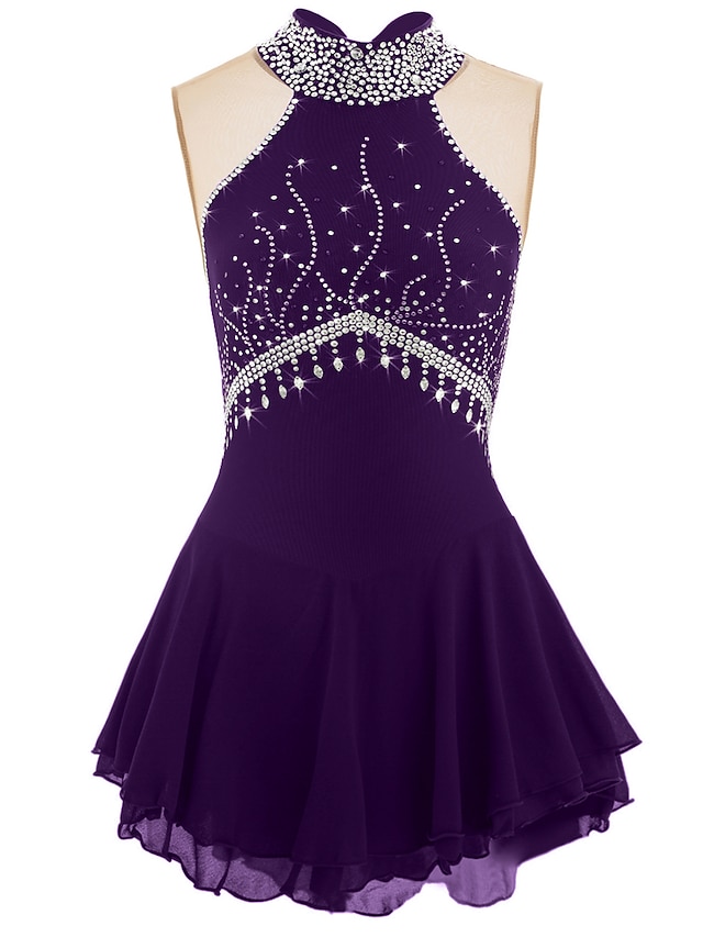 Figure Skating Dress Women's Girls' Ice Skating Dress Dark red White