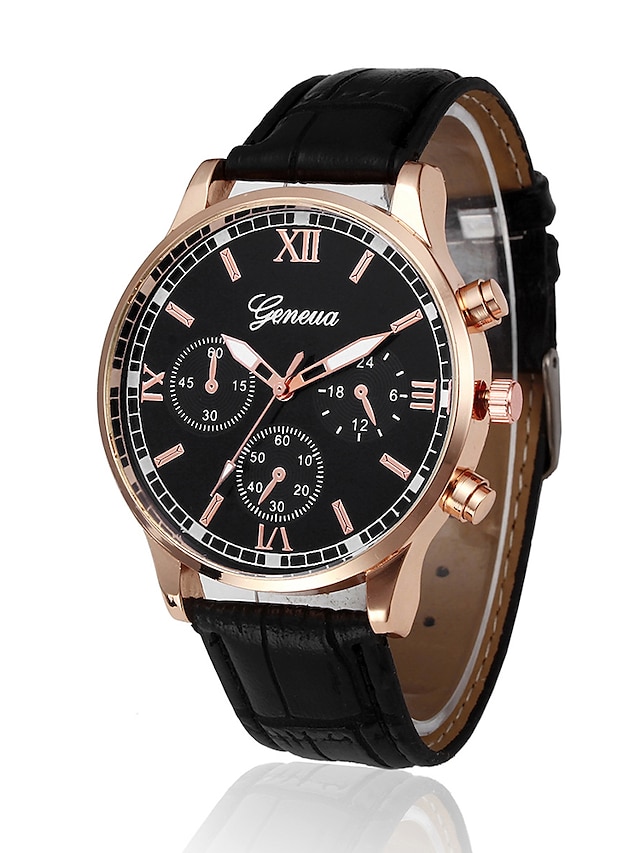  Quartz Watch for Men Analog Quartz Large Dial Alloy Stylish  Men Wrist Watch Faux Leather Watchband Luxury Quartz Casual Clock