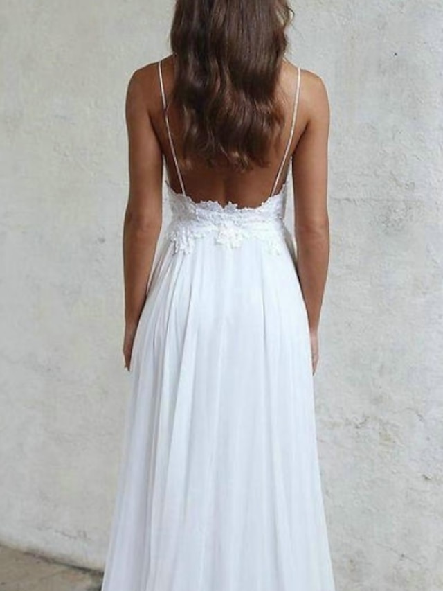 Beach Sexy Boho Wedding Dresses A-Line Sweetheart Camisole Spaghetti ...