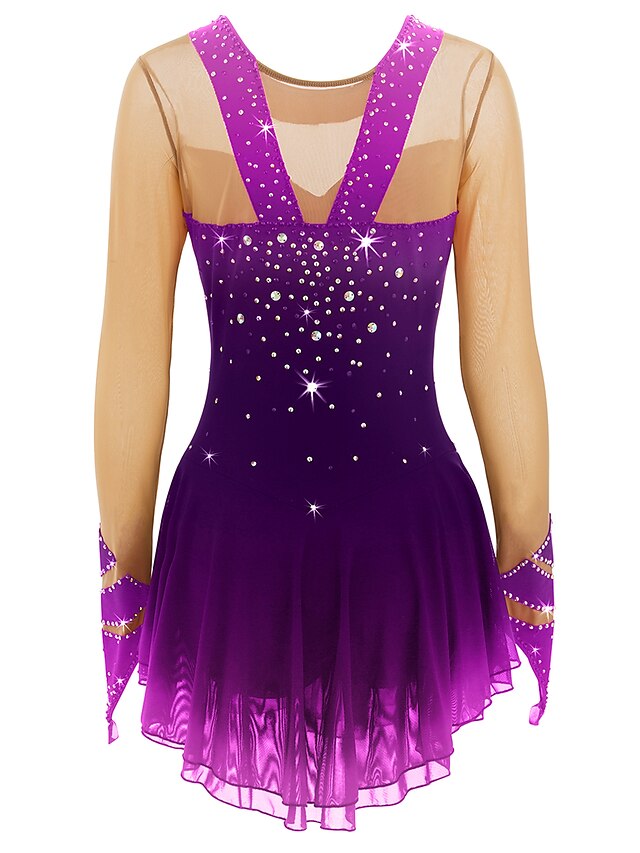 Figure Skating Dress Women's Girls' Ice Skating Dress Outfits Dusty Rose Purple Violet Halo
