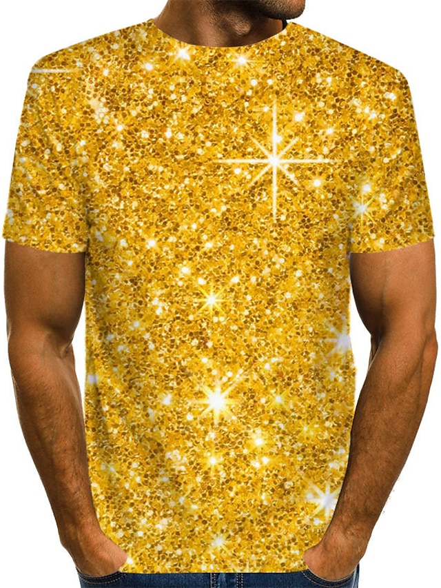  Herr Skjorta T-shirt Grafisk Abstrakt Rund hals Purpur Guld Grön Plusstorlekar Dagligen Utekväll Kortärmad Plisserad Mönster Kläder Streetwear drivna