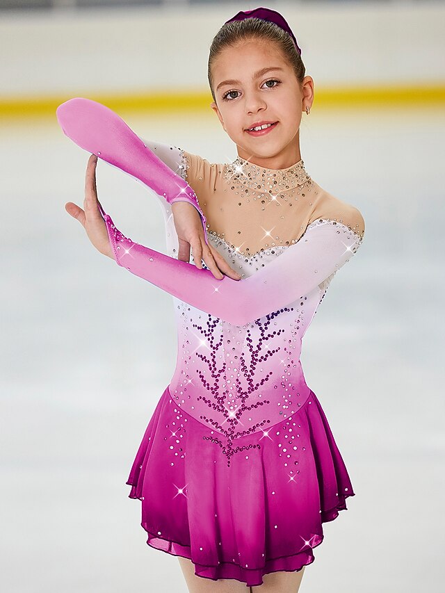 Custom Rhinestone Figure Skating Dress For Women & Girls - Stretch Spandex Performance Costume For Ice Shows