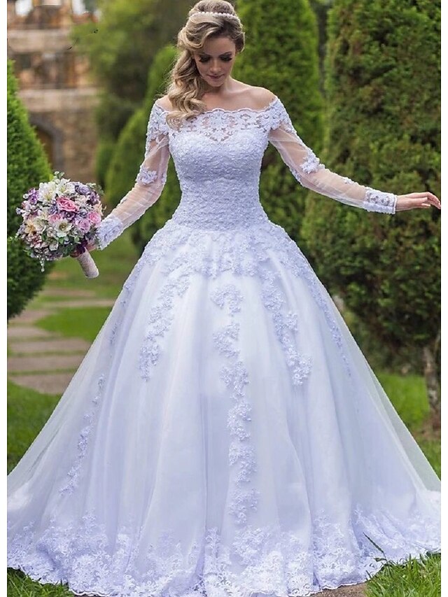 Engagement Ball Gown Wedding Dresses Court Train Formal Romantic Long ...
