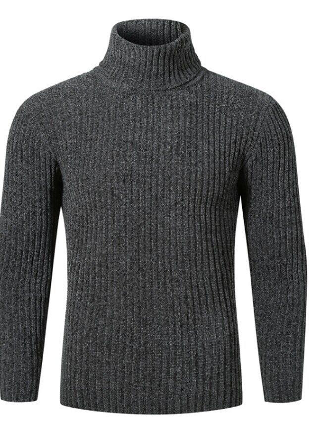  Męskie Codzienny / Wyjściowe / Weekend Solidne kolory Długi rękaw Szczupła Regularny Pulower Sweter sweter, Golf Jesień / Zima Czarny / Biały / Szary M / L / XL