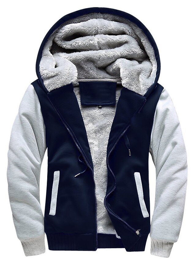 Men's Zip Hoodie Sweatshirt Fuzzy Sherpa Hoodie Jacket Jacket Fleece ...