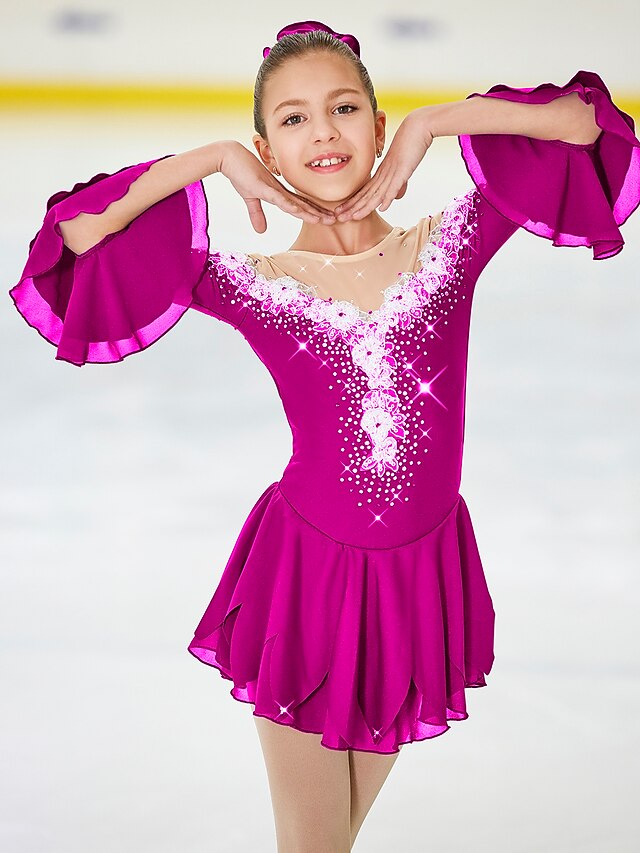 Figure Skating Dress Women s Girls Ice Skating Dress Violet White 