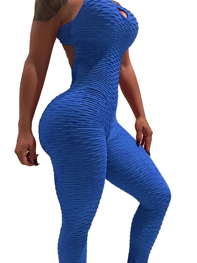 Women's Onesie Workout Sets Scrunch Butt Open Back Bodysuit Romper Clothing  Suit Black White Spandex Yoga Fitness Gym Workout Tummy Control Butt Lift  Quick Dry Sleeveless Sport Activewear High 2024 - $15.99