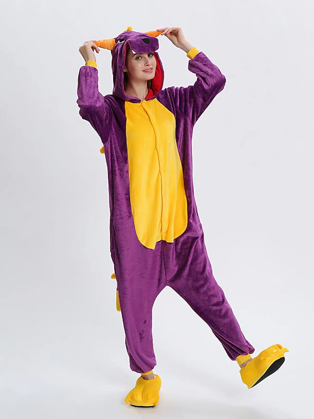 Adults' Animal Onesie Costume Carnival Costume Dragon Onesie Pajamas Kigurumi Pajamas Funny Costume For Men and Women Carnival Cartoon 9