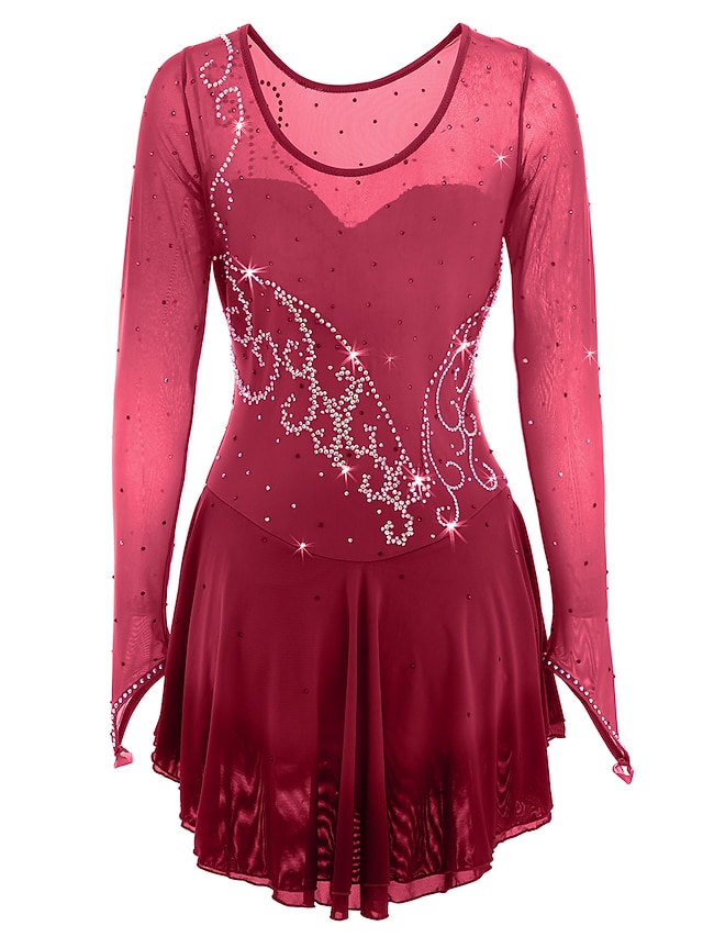 Figure Skating Dress Women's Girls' Ice Skating Dress Outfits Dark Red
