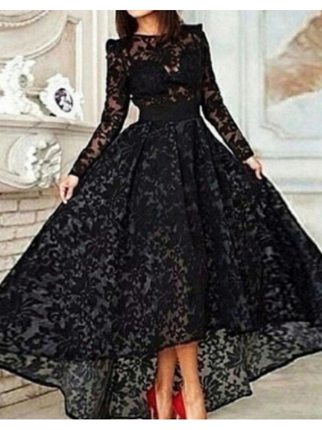  rochie de bal neagră rochie de epocă mascarada de halloween asimetrică mânecă lungă gât bijuterie miercuri addams familie dantelă cu pliuri 2024