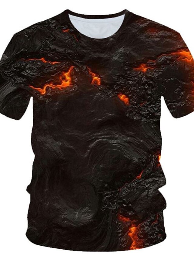  Homens Tamanhos Grandes Estampa Colorida 3D Estampado Camiseta Moda de Rua Exagerado Diário Feriado Decote Redondo Marron / Manga Curta