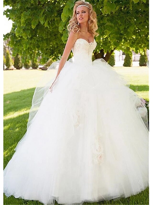  Engagement Formal Wedding Dresses Floor Length Ball Gown Strapless Sweetheart Tulle With 2023 Bridal Gowns