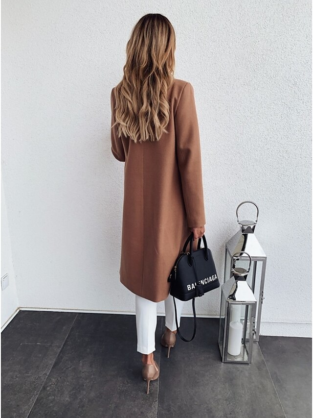 Womens Clothing Womens Outerwear | Womens Coat Street Daily Holiday Fall Winter Spring Long Coat Regular Fit Windproof Warm Acti