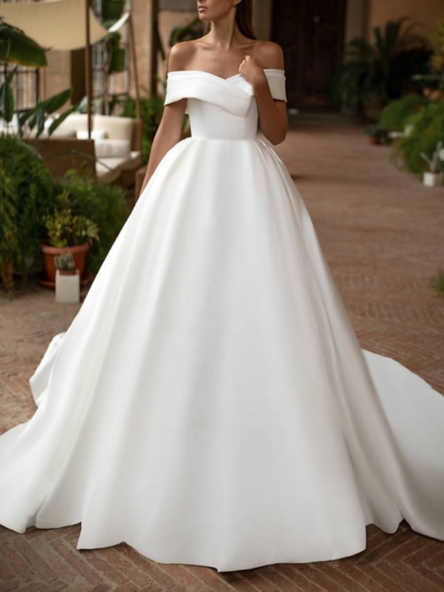 Engagement Formal Wedding Dresses Ball Gown Off Shoulder Cap Sleeve ...
